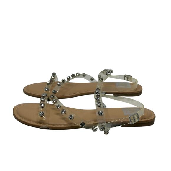 Dolce Vita Gilden Clear Rhinestone Silver Tone Flat Sandals Size 8 - Picture 9 of 11